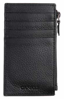 Canali Tumbled Calfskin Card Holder with Zip