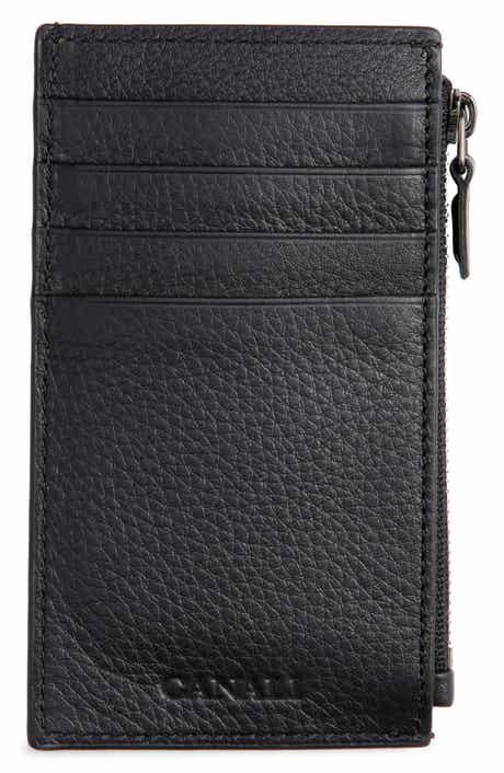 Canali Tumbled Calfskin Card Holder with Zip