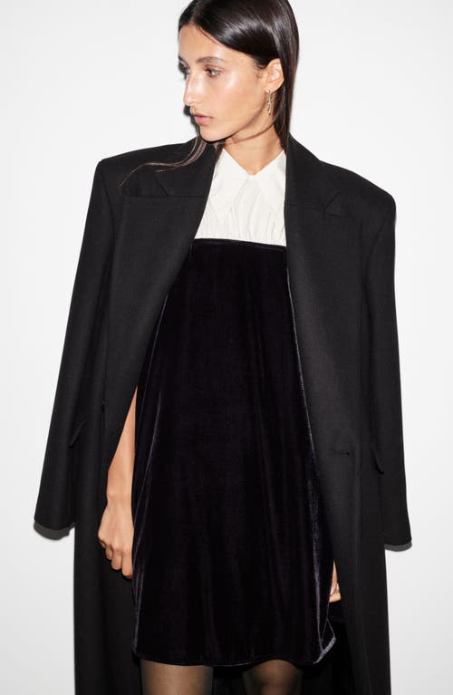 & Other Stories Collar Velvet Minidress In Black Dark