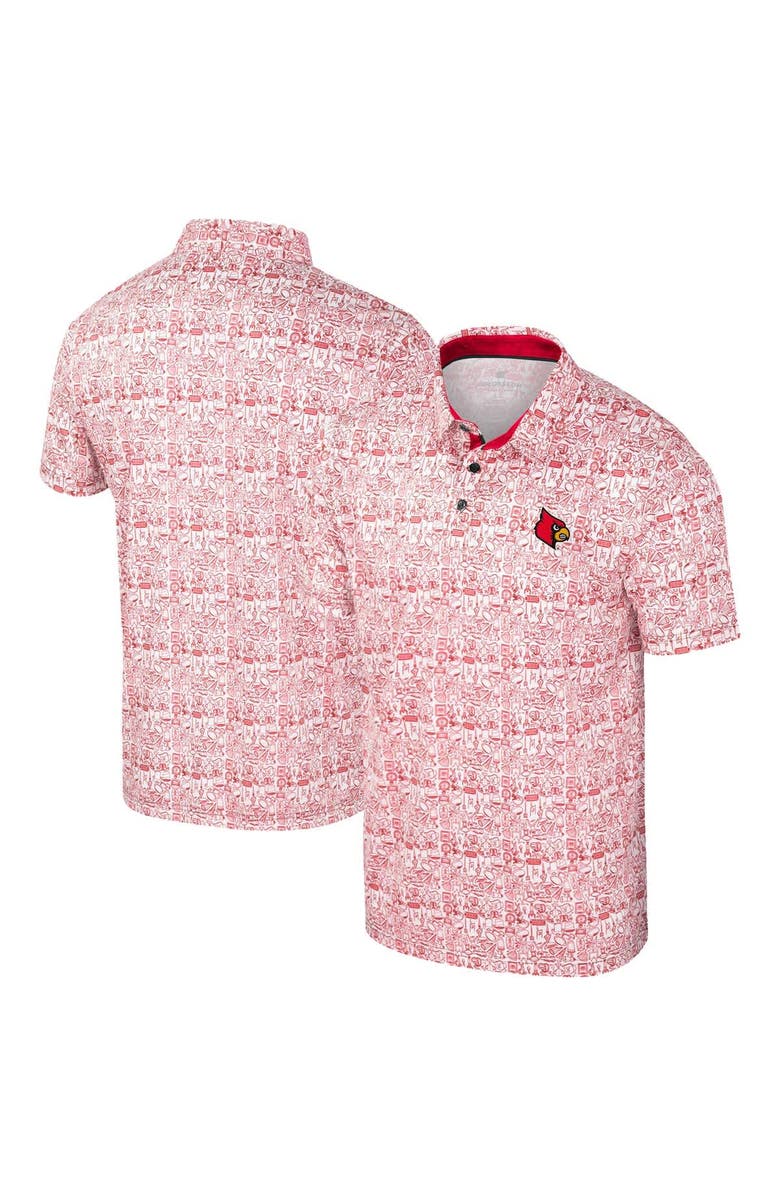 COLOSSEUM Men's Colosseum Red Louisville Cardinals It's Time! Allover Print Polo, Main, color, Red