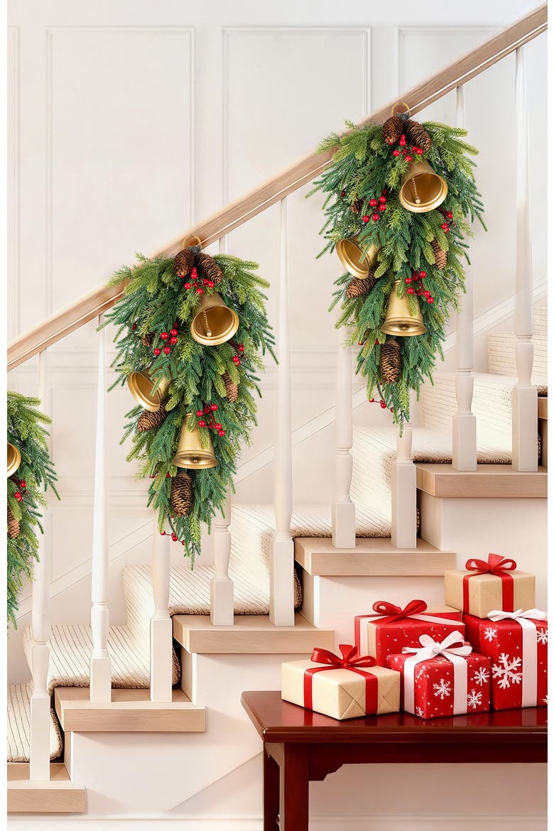 Set of 2 Christmas Deluxe Bell Dripping Teardrop, Alternate, color, Gold