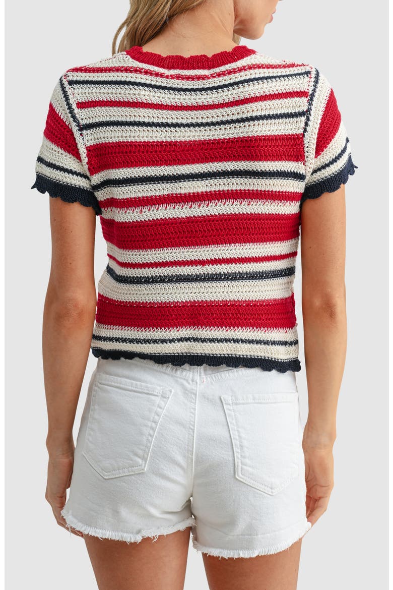 Stripe Crochet Top, Alternate, color, CREAM RED STRIPE