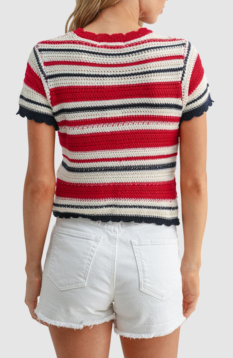 All in Favor Stripe Crochet Top, Alternate, color, Cream Red Stripe