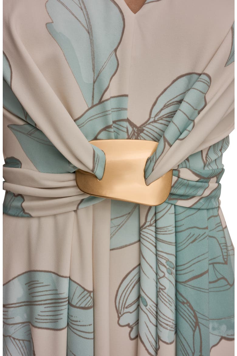 V-Neck A-Line Dress, Alternate, color, VELLUM/ WATERLILY MULTI