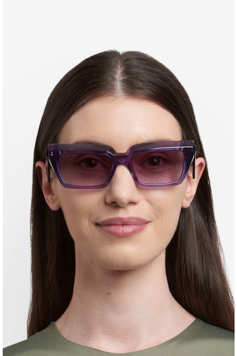 55mm Rectangular Sunglasses, Alternate, color, VIOLET/ BROWN VIOLET DS