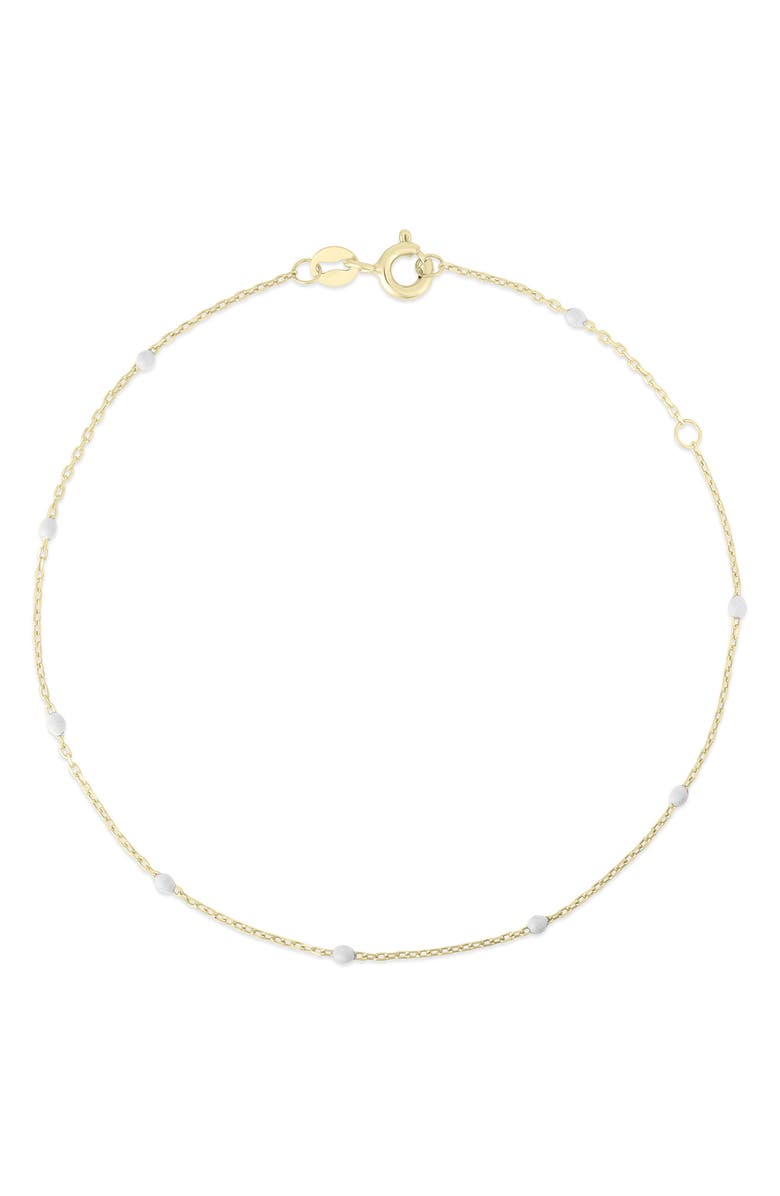 Ember Fine Jewelry 14k Gold Enamel Bead Anklet, Main, color, Gold/ White