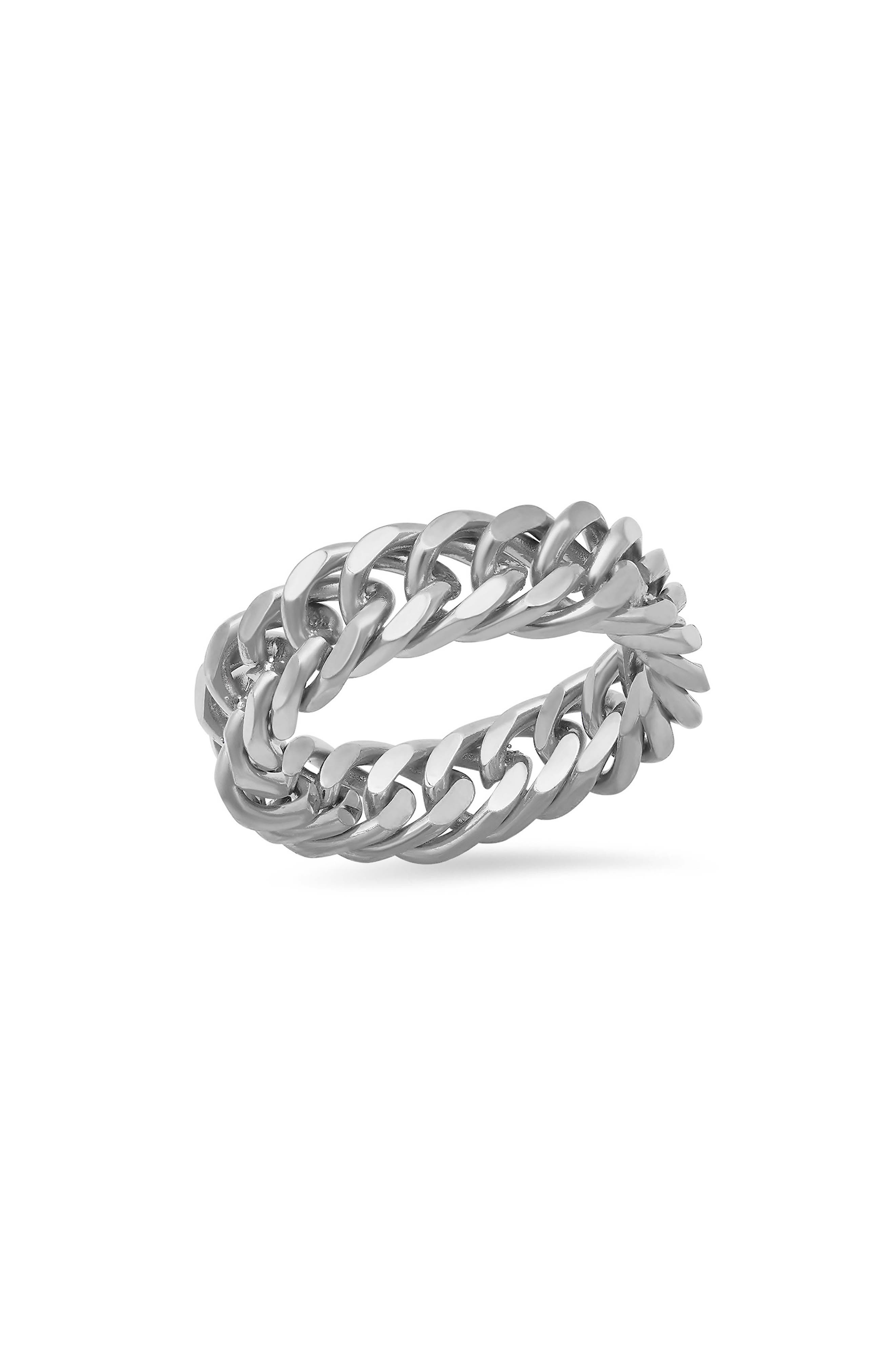 Men's Stainless Steel Curb Chain Ring