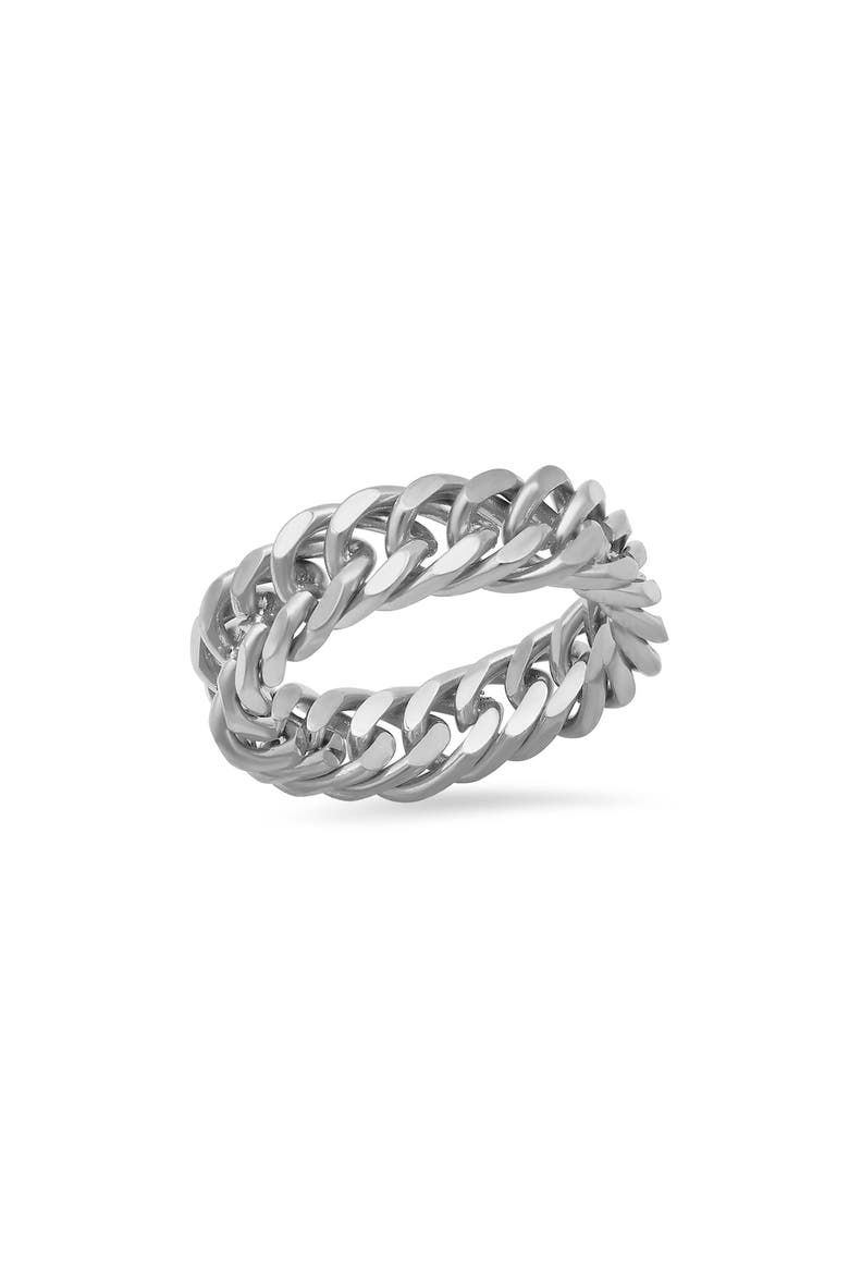Men's Stainless Steel Curb Chain Ring, Main, color, SILVER