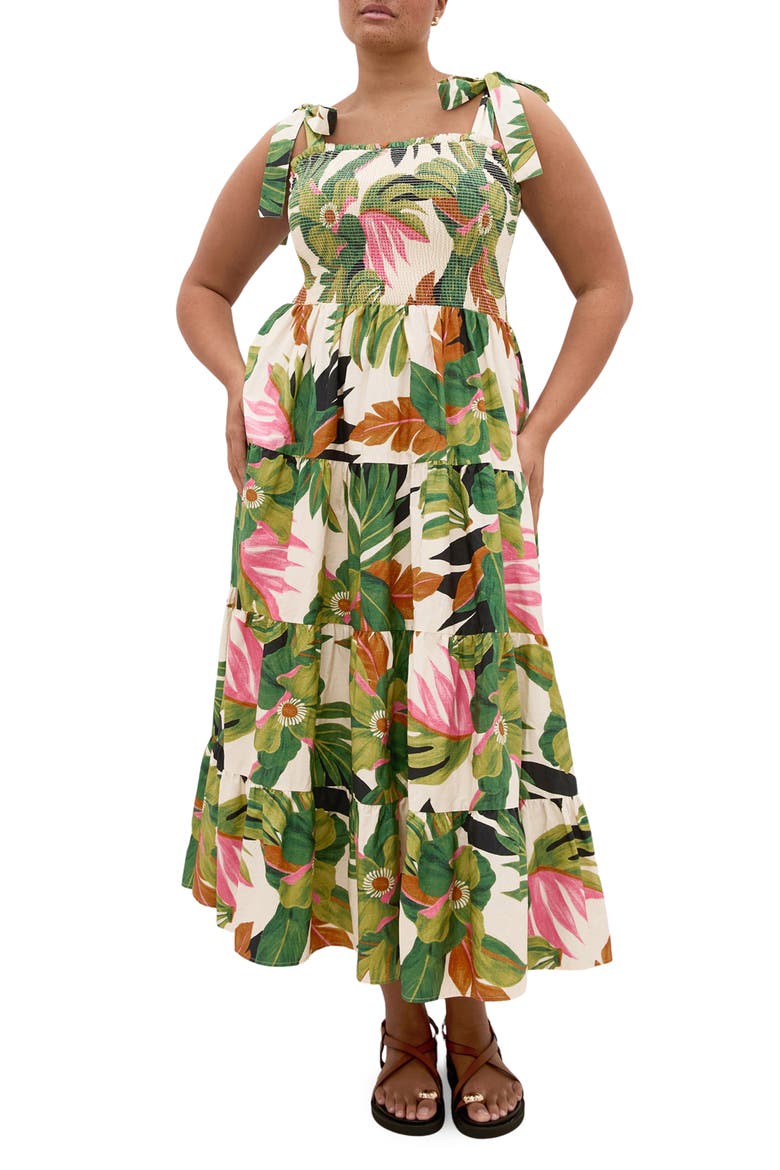 Paradiso Floral Print Sleeveless Dress, Main, color, IVORY PARADISO GREEN