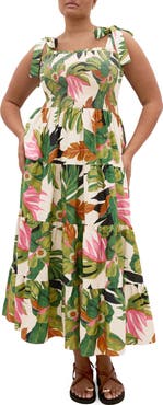 City Chic Paradiso Floral Print Sleeveless Dress