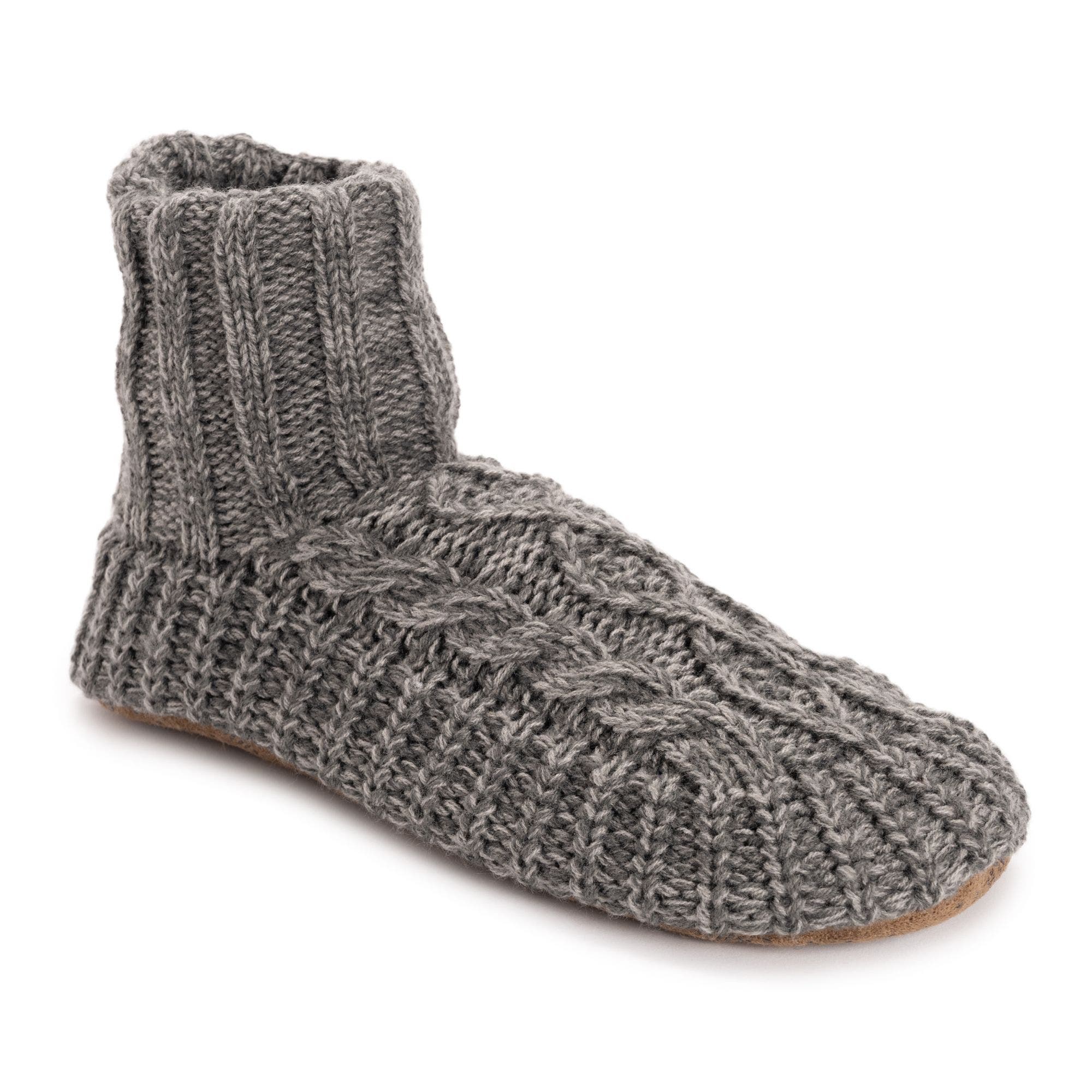 Acrylic Cabled Bootie Slippers, Main, color, Grey