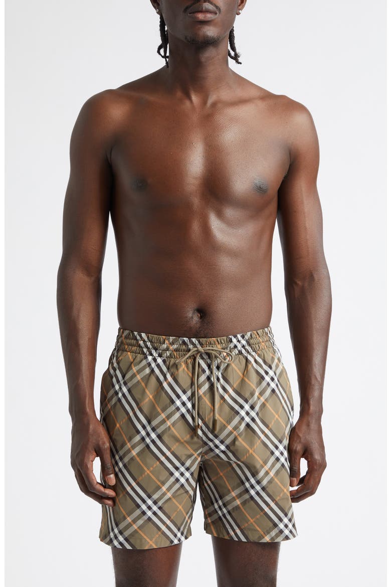 Seb Check Swim Trunks, Main, color, FINCH BROWN IP CHECK