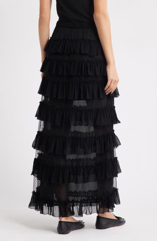 The Great . Winter Tiered Mesh Maxi Skirt In Black