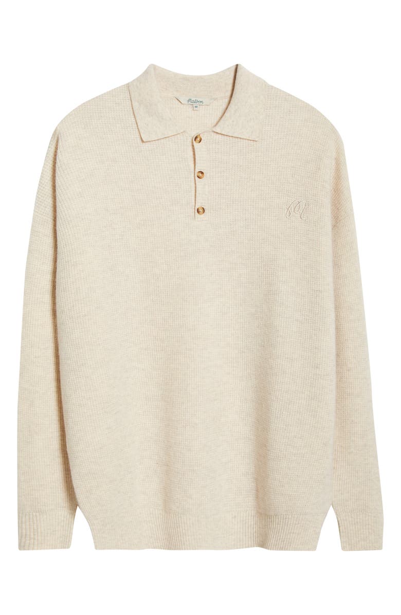Malbon Golf Gauge Long Sleeve Wool Polo, Main, color, Ivory