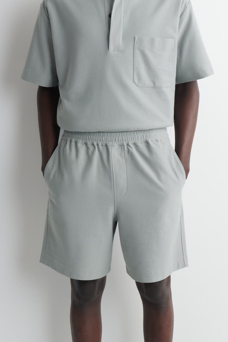 Elasticated Cotton-piqué Shorts, Alternate, color, GRAY