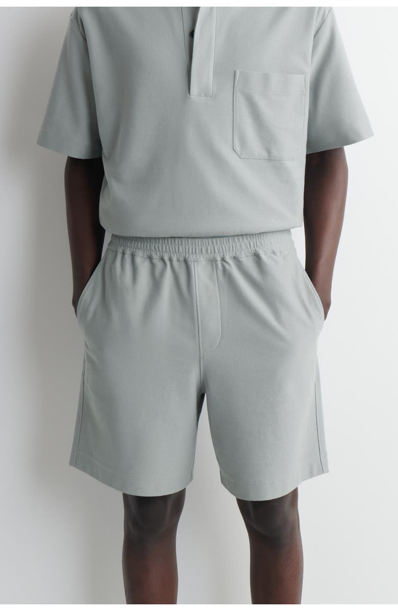 COS Elasticated Cotton-piqué Shorts, Alternate, color, Gray
