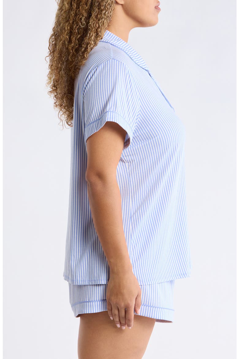 Moonlight Eco Short Pajamas, Alternate, color, BLUE - IVORY SKINNY STRIPE