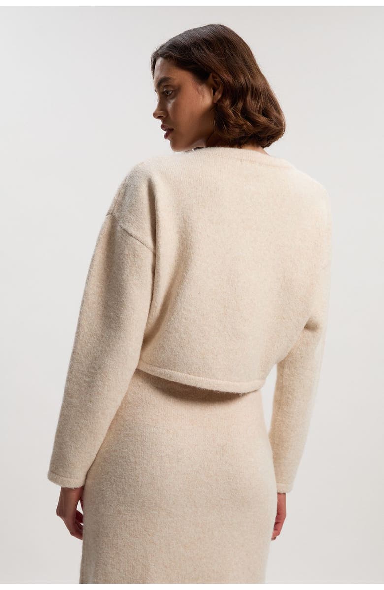 Karen Millen Wool Embellished Crew Neck Jumper, Alternate, color, Cream