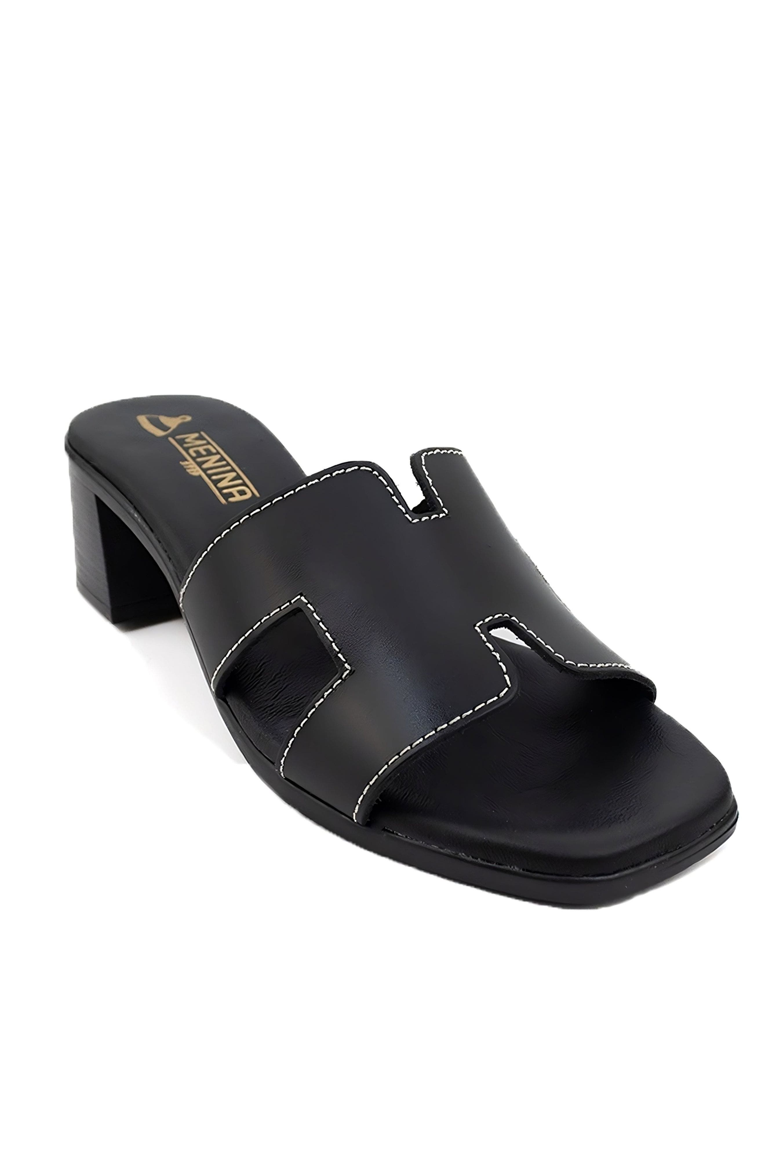Menina Step Sorrento Leather Medium Heel Sandal, Alternate, color, Black