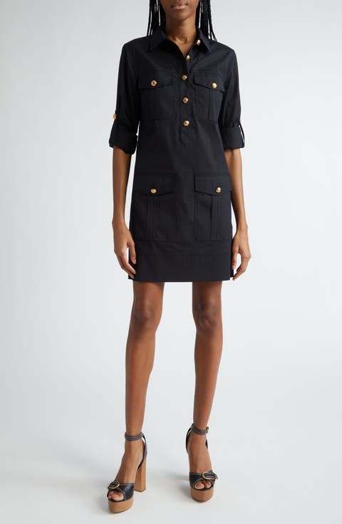 Saude Long Sleeve Cargo Shirtdress