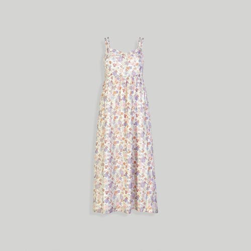 REISTOR REISTOR STRAPPY GATHERED MIDI DRESS REMIXED FLORALS