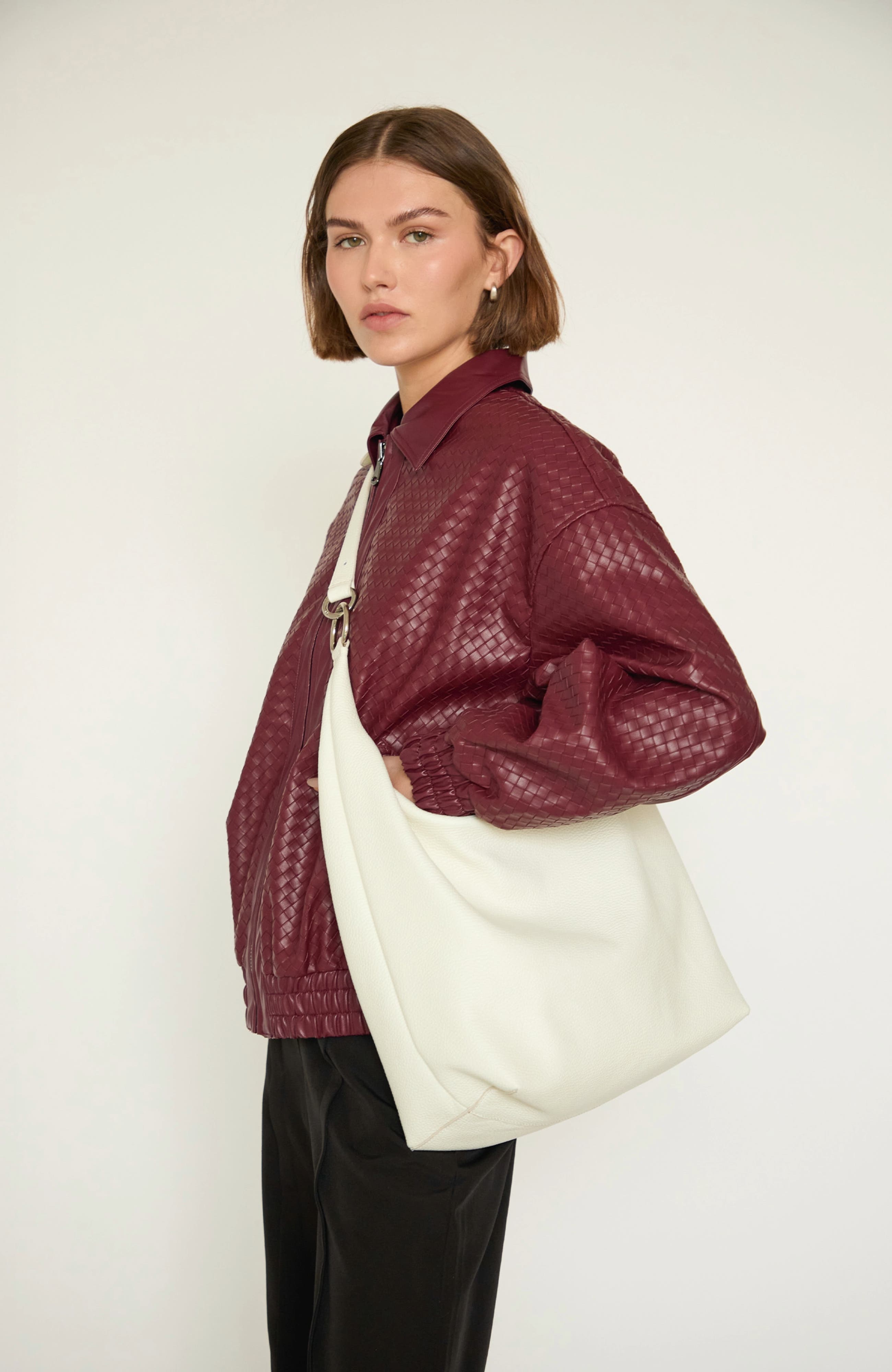 Leather Convertible Hobo Ring Bag, Alternate, color, White