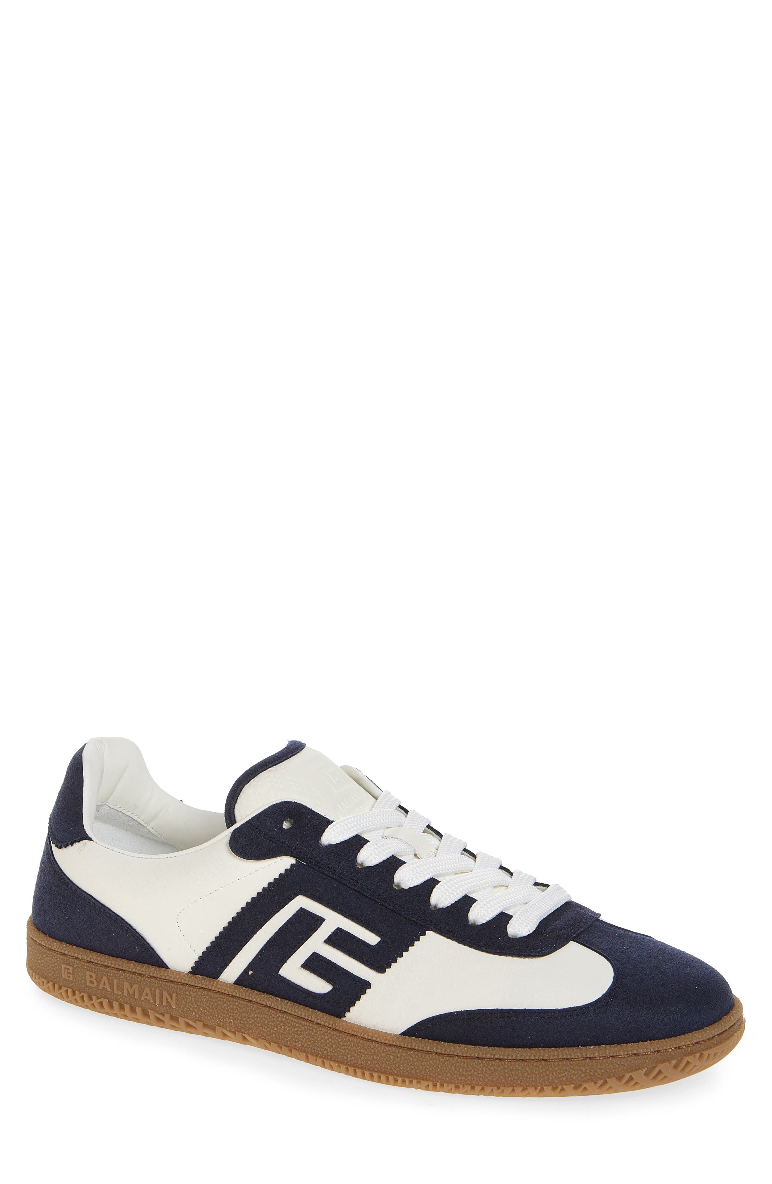 Balmain Swan Trainer Sneaker, Main, color, Gym White/ Navy