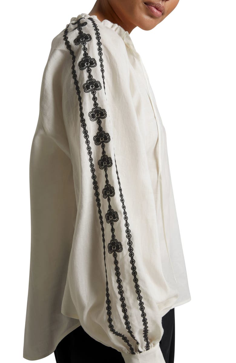 & Other Stories Embroidered Balloon Sleeve Top, Alternate, color, White