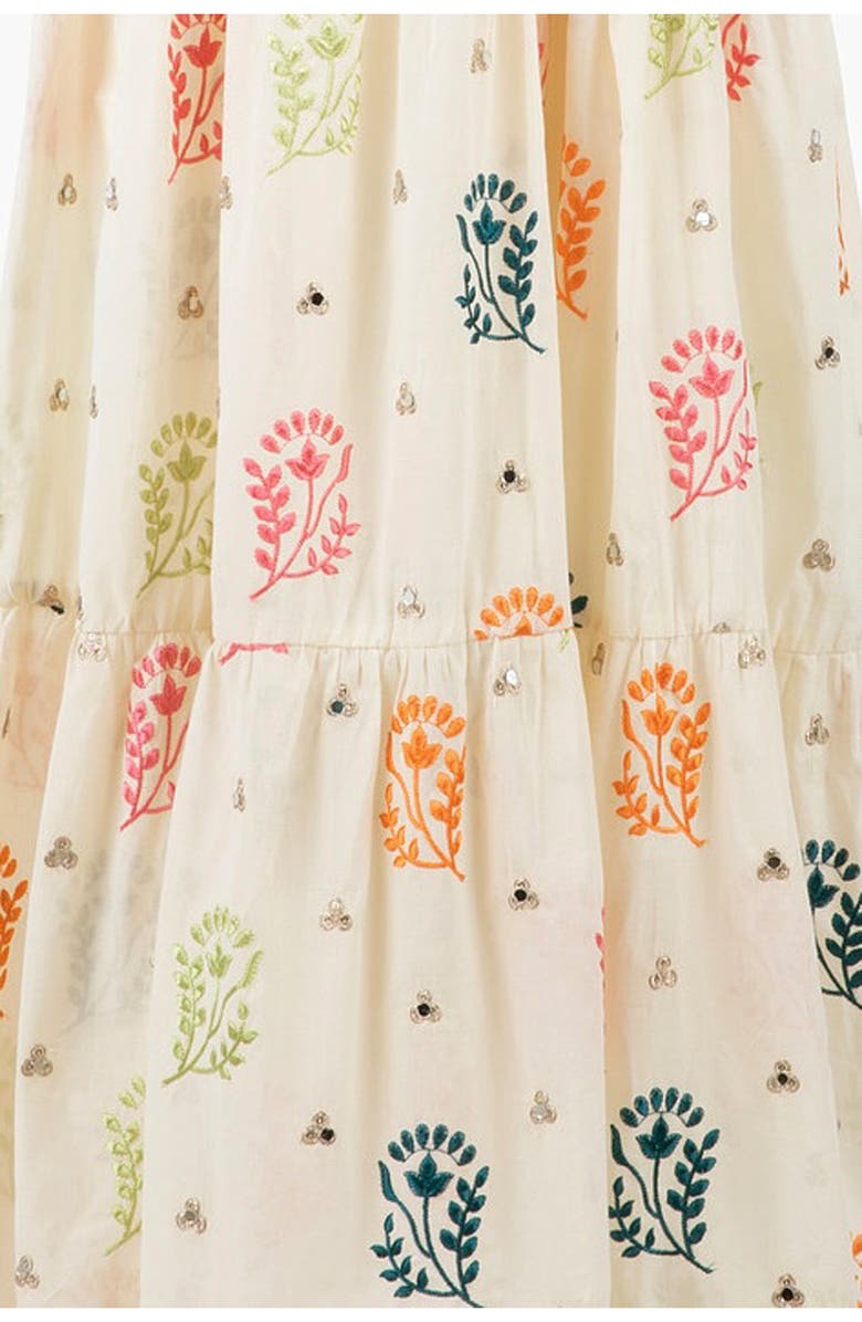 holiCHIC Embroidered Floral & Crystal Detail Cotton Maxi Dress, Alternate, color, 