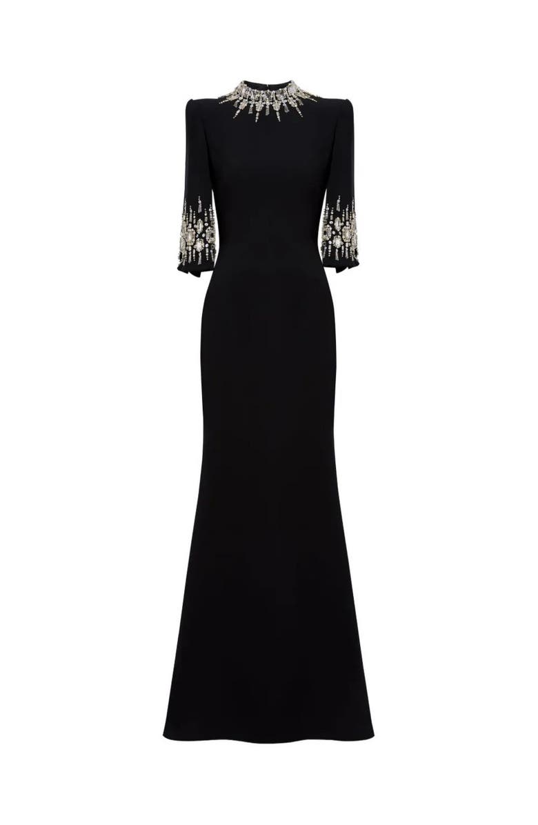 Jenny Packham Ilana Embellished Maxi Dress, Main, color, Liquorice