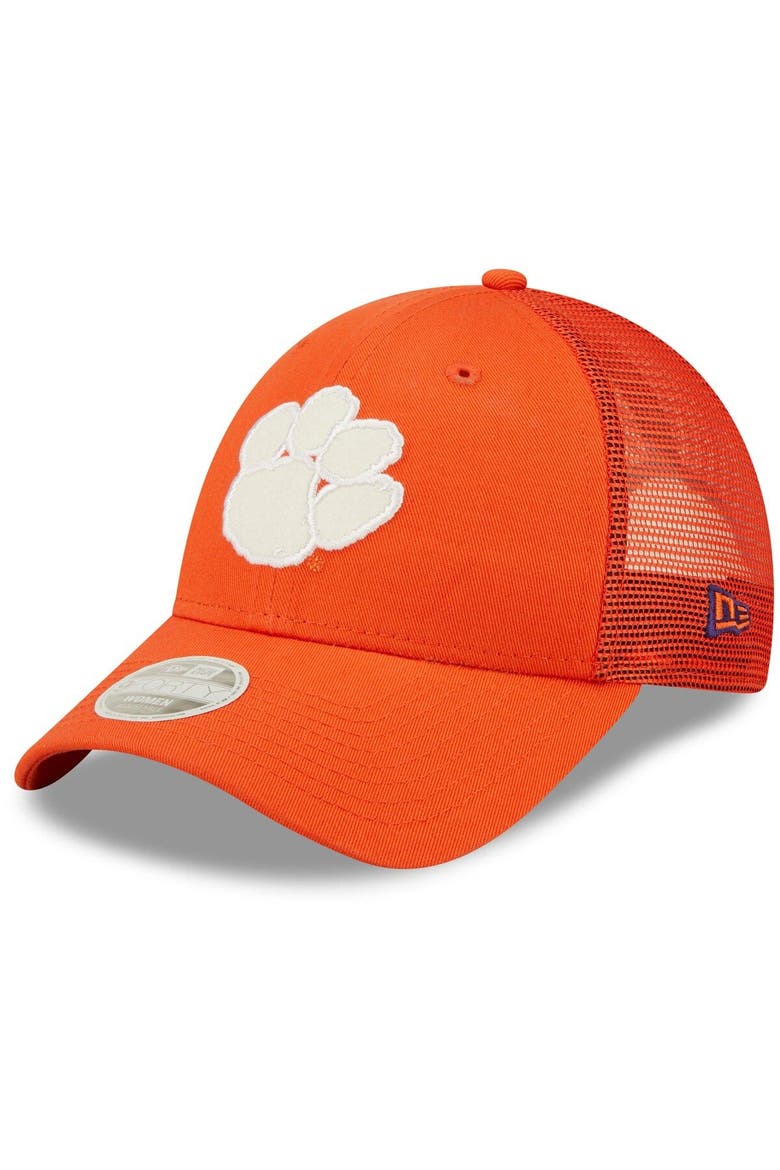Women's New Era Orange Clemson Tigers 9FORTY Logo Spark Trucker Snapback Hat, Main, color, Orange