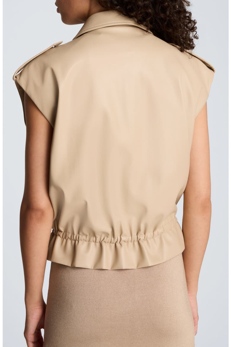 Snap Front Drawcord Waist Faux Leather Jacket, Alternate, color, TIMELESS TAUPE