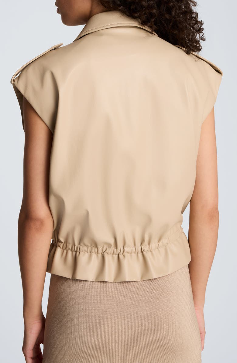 Kenneth Cole Snap Front Drawcord Waist Faux Leather Jacket, Alternate, color, Timeless Taupe