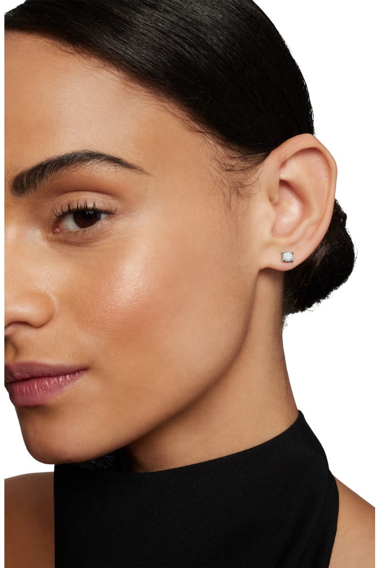 Châtelaine Stud Earrings with Diamonds, Alternate, color, WHITE GOLD/ DIAMOND