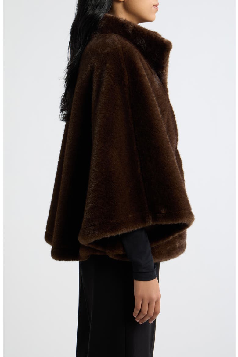 Faux Fur Poncho, Alternate, color, BROWN