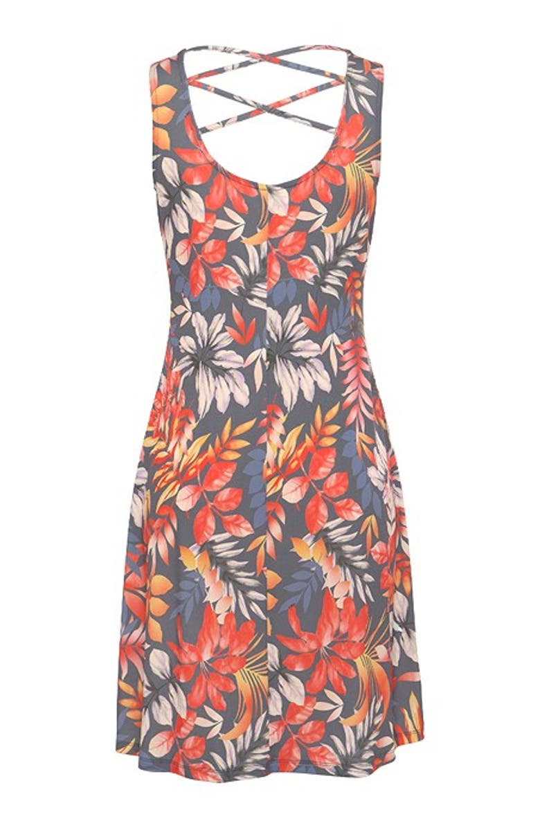 LASCANA Women's Strappy Back Print Dress, Alternate, color, Grey Printed