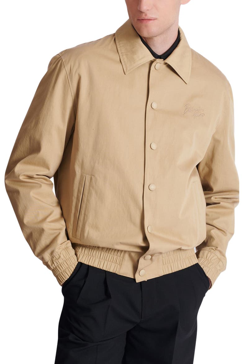 Cotton canvas bomber jacket, Alternate, color, beige