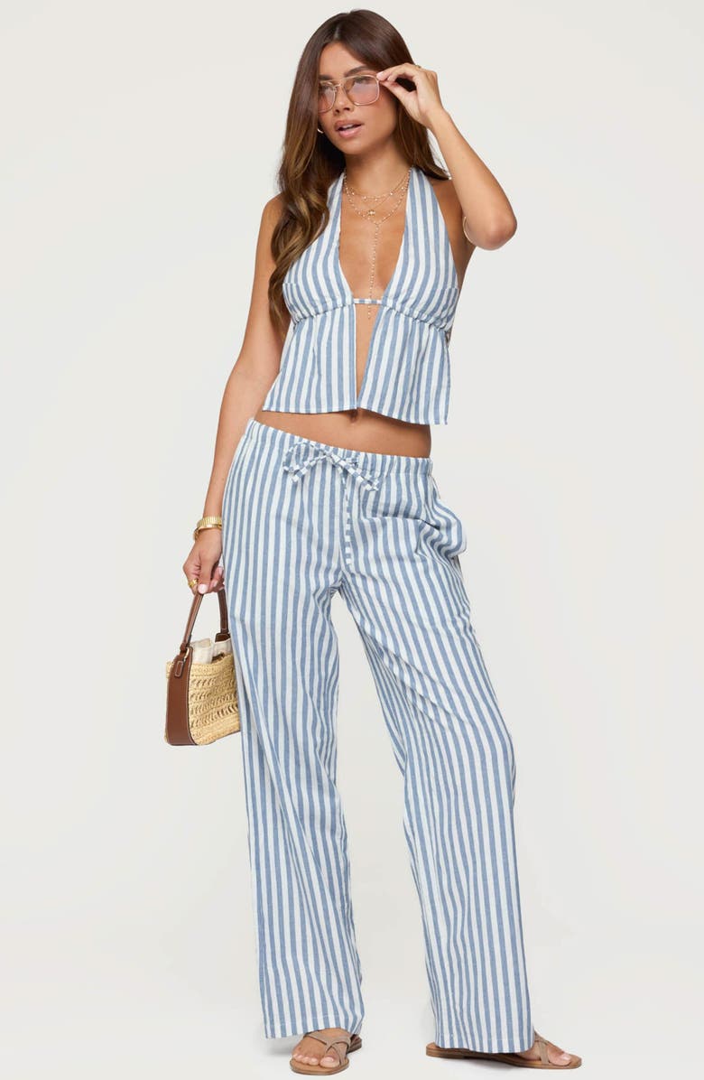 EDIKTED Macey Striped Pants, Alternate, color, Blue-And-White