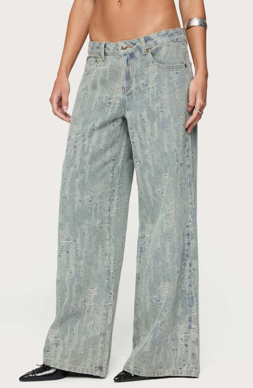 Edikted Blaze Distressed Low Rise Light Rinse Wash Jeans