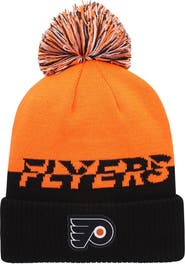 adidas Men's adidas Orange/Black Philadelphia Flyers COLD.RDY Cuffed Knit Hat with Pom