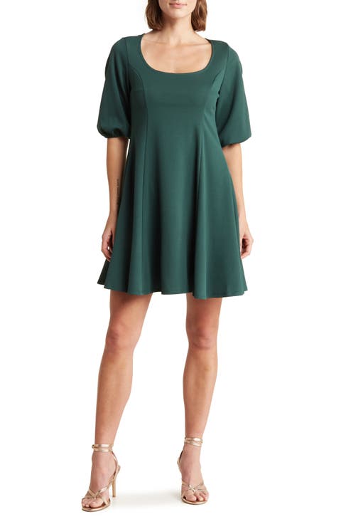 Puff Sleeve Scuba Dress