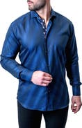 Maceoo Einstein Stripe Blue Contemporary Fit Button-Up Shirt