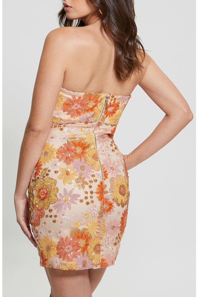 Fia Sequin Strapless Minidress, Alternate, color, SATIN ROSE MULTI