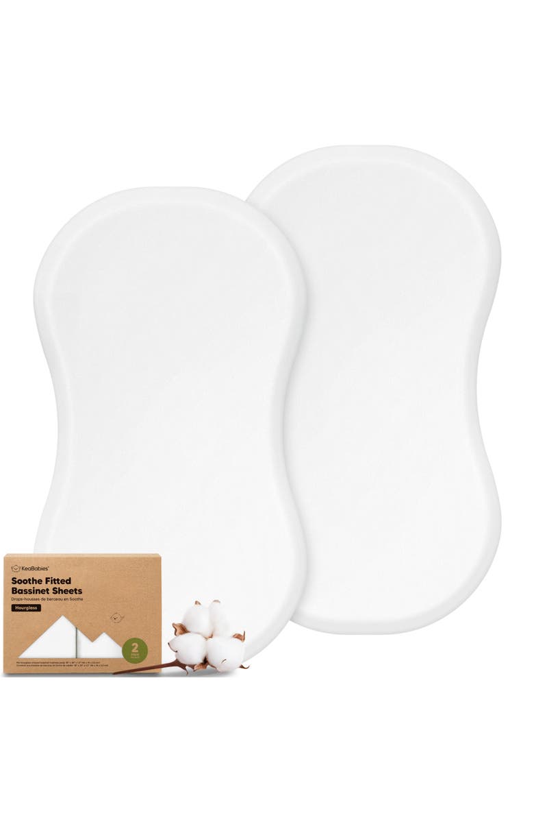 KeaBabies 2-Pack Soothe Fitted Bassinet Sheets, Main, color, Soft White