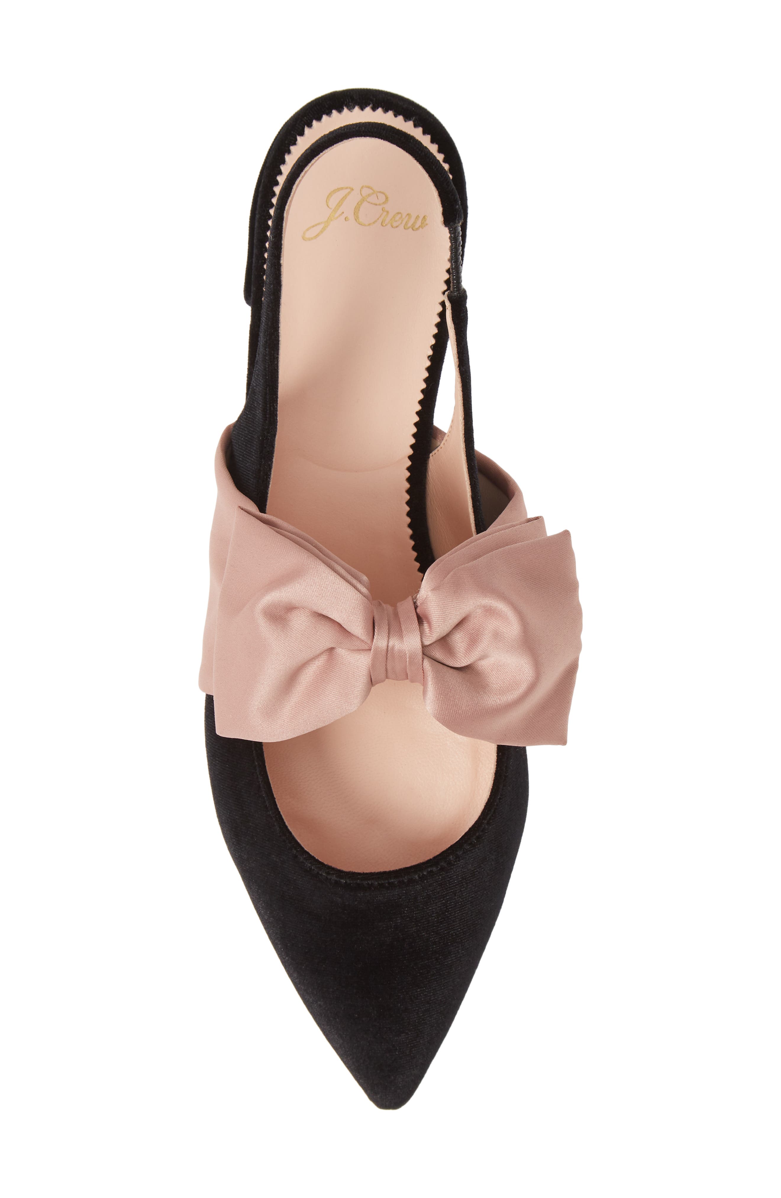 Gwen Slingback Flat with Bow, Alternate, color, BLACK VELVET
