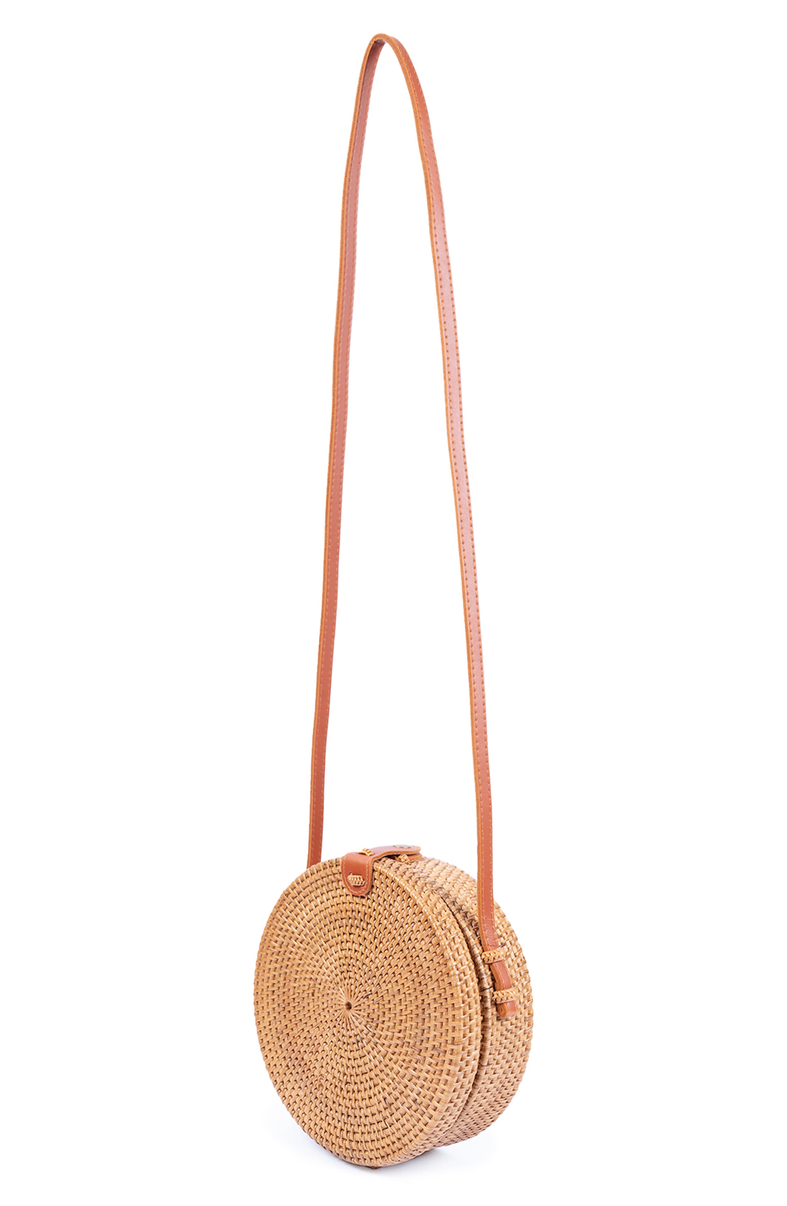 Jelavu Ata Bali Woven Rattan Canteen Crossbody Bag, Alternate, color, Tan