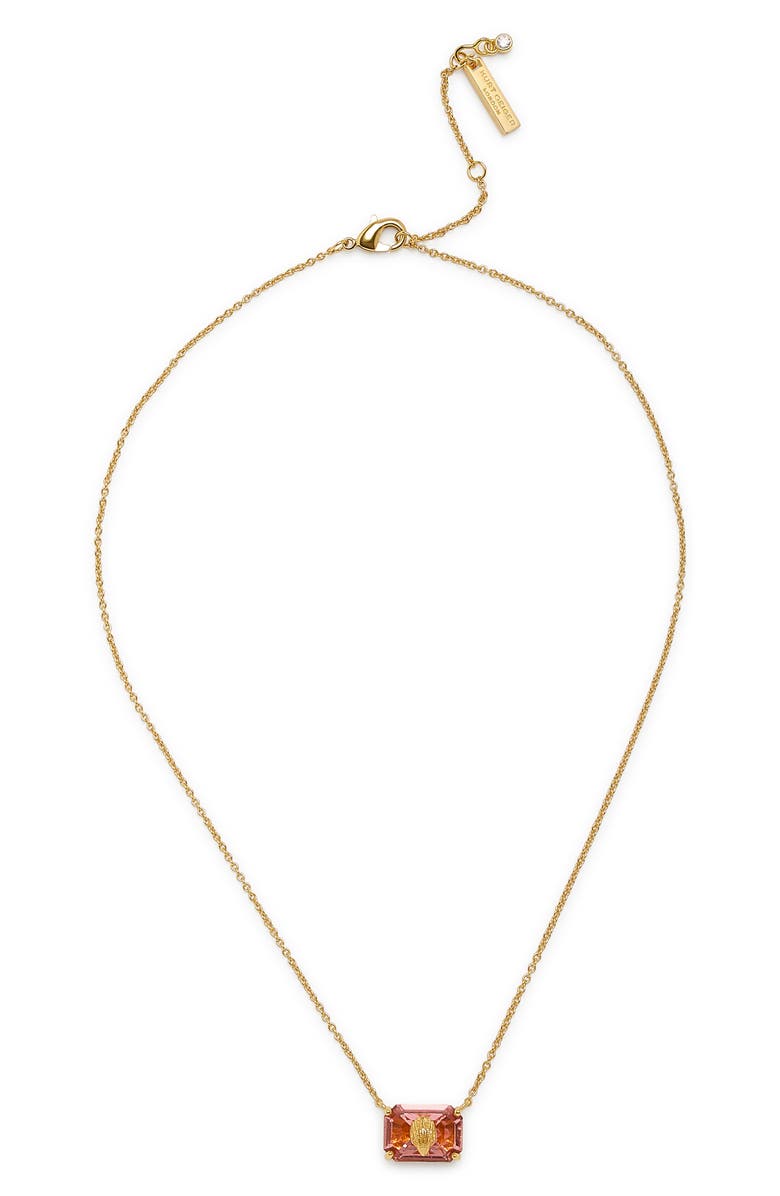 Kurt Geiger London Crystal Emerald Pendant Necklace, Main, color, Rose