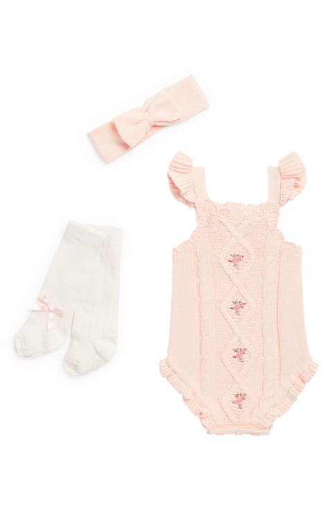 Sweater Knit Bodysuit, Headband & Socks Set (Baby)
