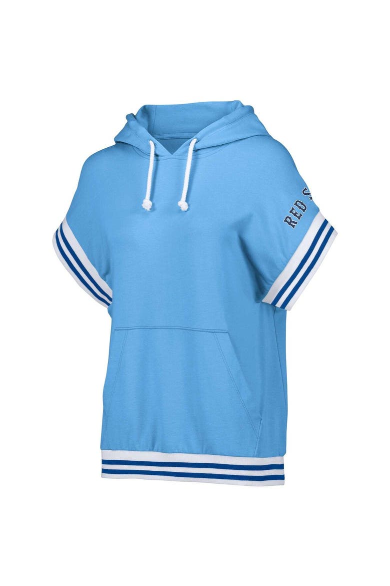 Women's Lusso  Light Blue Boston Red Sox Mabel Tri-Blend Short Sleeve Pullover Hoodie, Alternate, color, Light Blue