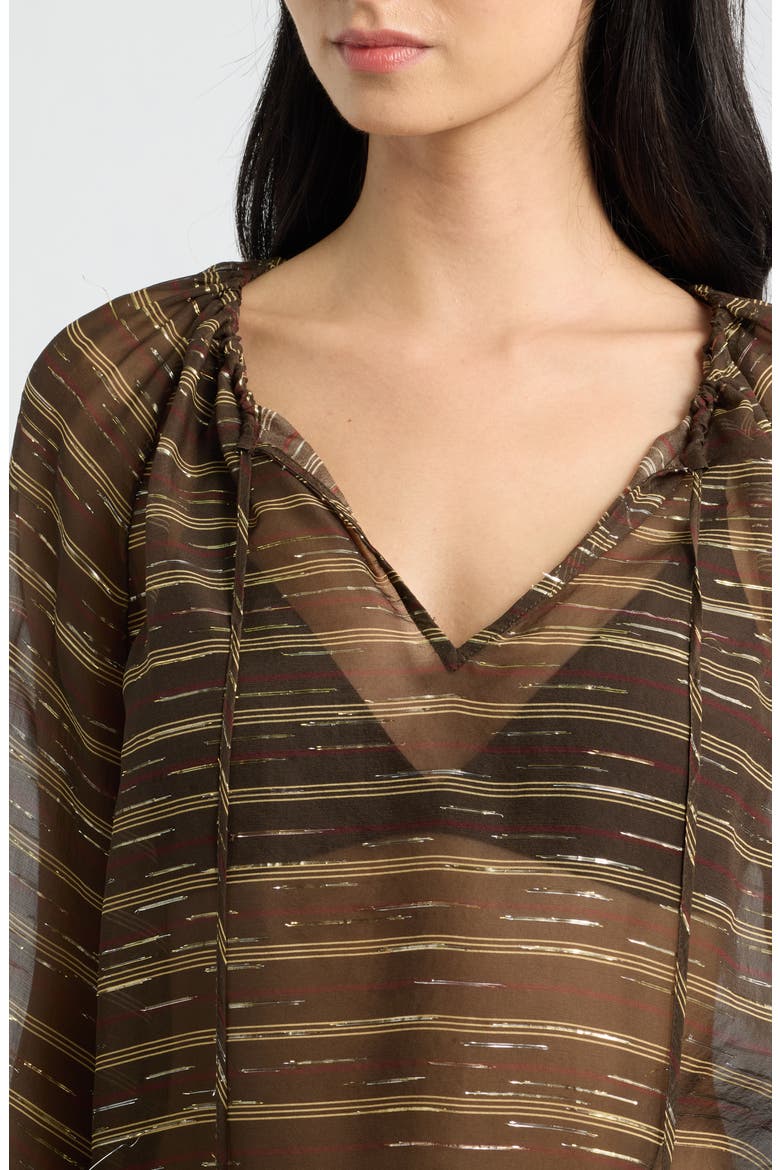 The Balloon Silk Blend Blouse, Alternate, color, OAKWOOD MULTI